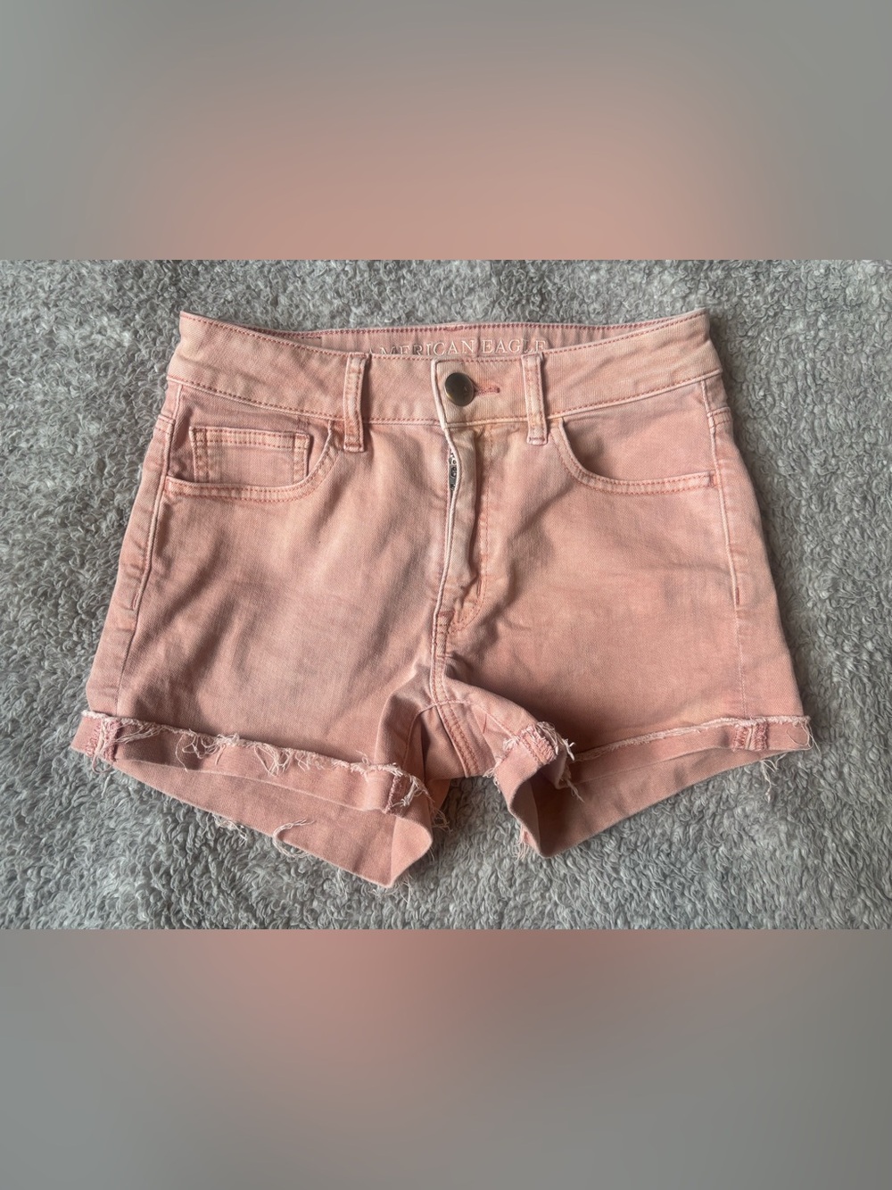 American Eagle Pink Hi Rise Shortie Jeans Size 2